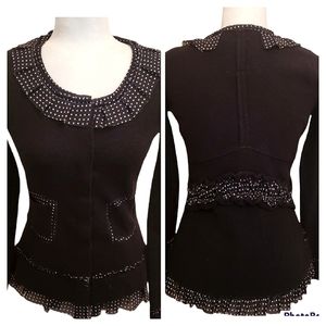 Anthropologie Sparrow Au Fait Merino Wool Peplum Sweater Jacket Black XS